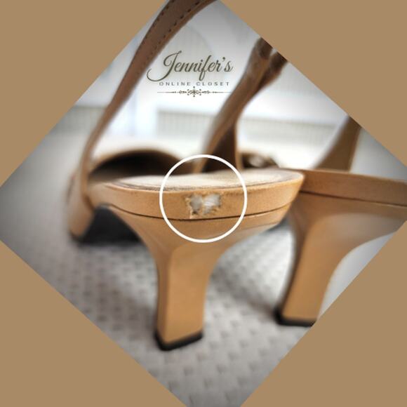 3/$25 Nine West Women's Indra Camel Buckle Detail Slingback Heels Size 7 - Picture 10 of 16